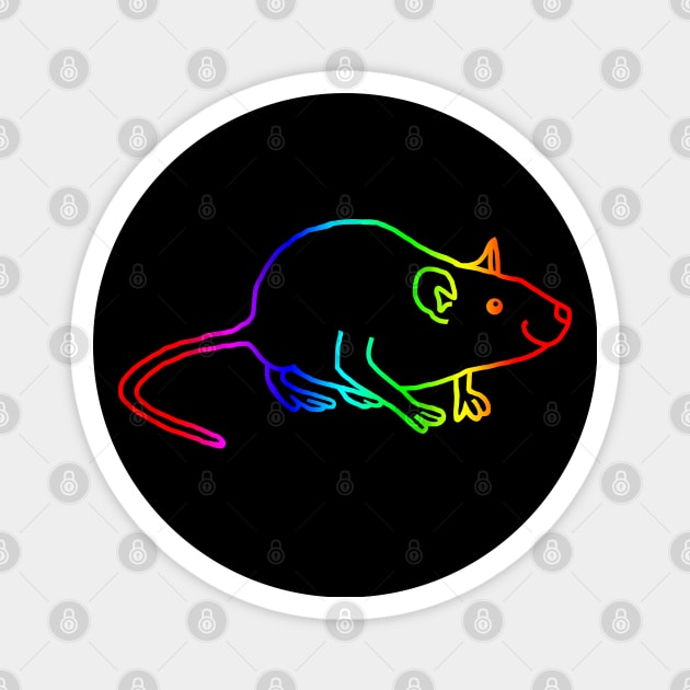 Rainbow Rat Outline Magnet by ellenhenryart